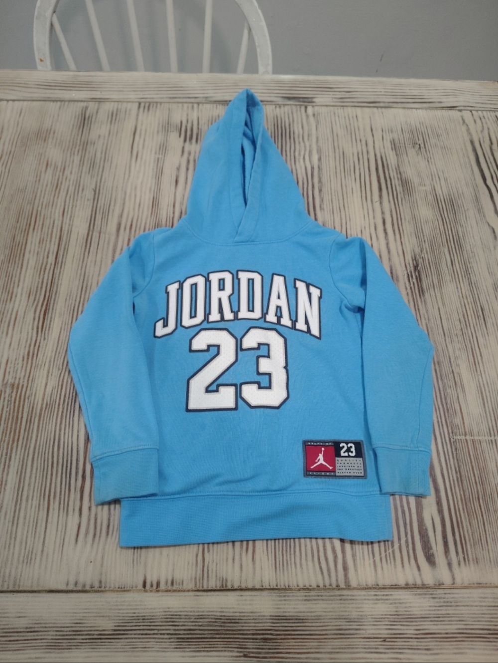Jordan Kids' 3T-4T Hooded Sweatshirt in Light Blue with White Graphics